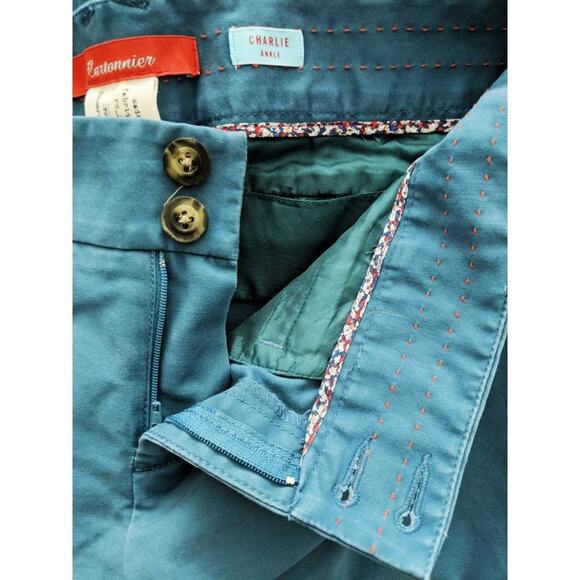Cartonnier (Anthro) Charlie Pant Blue Cropped Ankle Zip 4 - Picture 3 of 8
